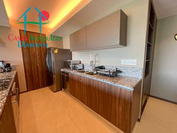 Dpartamento en renta vacacional con terraza, vista a las albercas y áreas comunes