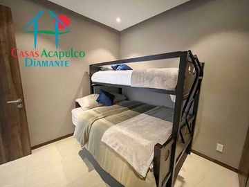 Dpartamento en renta vacacional con terraza, vista a las albercas y áreas comunes