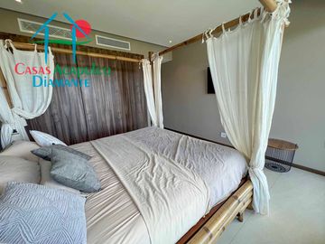 Dpartamento en renta vacacional con terraza, vista a las albercas y áreas comunes