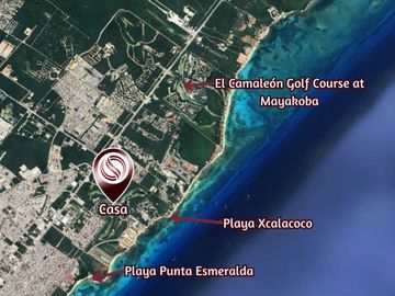 Casa con jardín y alberca privada, en venta, Mayakoba, Playa del Carmen.
