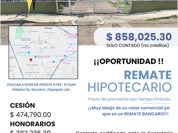 Oportunidad Casa de Remate Bancario !! El Colli Urbano, Zapopan, Jal.