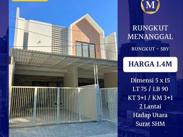 RUMAH BARU 2 LANTAI SIAP HUNI DI RUNGKUT MENANGGAL SURABAYA DEKAT MERR