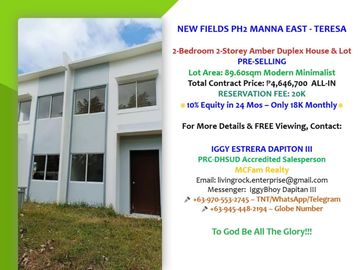 Secure Your 2-Storey Home in Teresa, Rizal – Reservation Fee as Low as ₱30K! Amber Duplex Modern Minimalist – New Fields 2 Manna East