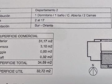 Vendo departamento Amoblado en Sector San Roque, 1 dormitorio 1 baño, UF 1750.