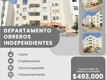 Departemanto en Venta Obreros }Independientes Cuautlancingo, Puebla.