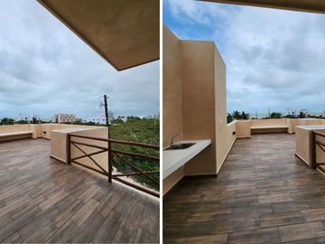 Casa con rooftop, alberca, a pasos del mar, en venta San Benito pre-construccion