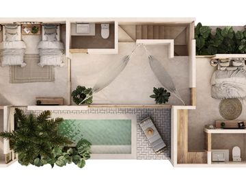 Casa con rooftop, alberca, a pasos del mar, en venta San Benito pre-construccion