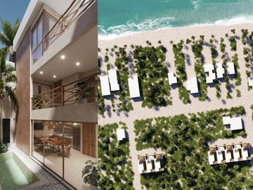 Casa con rooftop, alberca, a pasos del mar, en venta San Benito pre-construccion