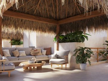 Casa con rooftop, alberca, a pasos del mar, en venta San Benito pre-construccion