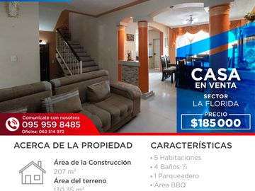 CASA EN VENTA SECTOR LA FLORIDA  U$S 190,000