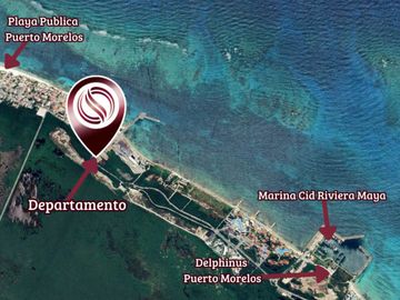 Departamento con alberca común, vista al mar en venta, Pueblo, Puerto Morelos
