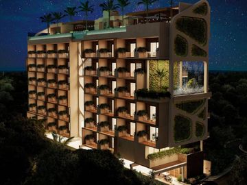 Departamento con alberca común, vista al mar en venta, Pueblo, Puerto Morelos