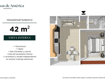 Minidepartamento de 1 dormitorio en Urb. Rosas de América Trujillo