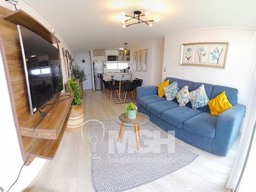 Hermoso departamento amoblado con vista al mar en el exclusivo Condominio Playa Paraíso, El Tabo