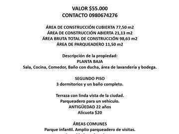 VENDO CASA CONJUNTO HABITACIONAL TERRAZAS DEL PICHINCHA, Sector La Mena, Sur de Quito.