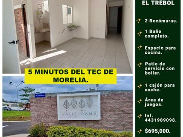 DEPARTAMENTO A 5 MINUTOS DEL TEC DE MORELIA FRACC. EL TREBOL.