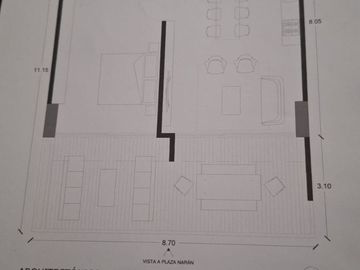 DEPARTAMENTO EN VENTA  O RENTA EN TORRE NARAN planta baja  1 recamara 98 m2 8 x 11