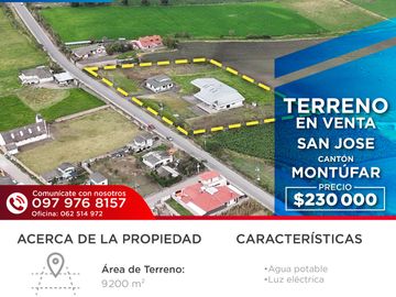 LOTE DE TERRENO #1 EN VENTA EN SAN JOSÉ, MONTÚFAR