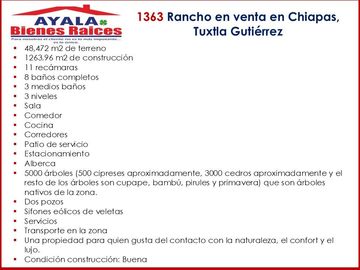 RANCHO EN VENTA EN CHIAPAS. NO DEJES IR ESTA OPORTUNIDAD!! $42,000,000