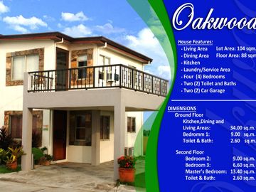 4Bedroom House and lot  Oakwood Single Attached