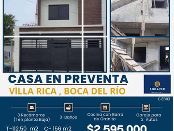 CASAS EN PREVENTA  CON RECAMARA EN PLANTA BAJA BOCA DEL RIO