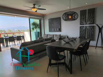 Departamento en condominio de playa. Con terraza y vista a las áreas comunes