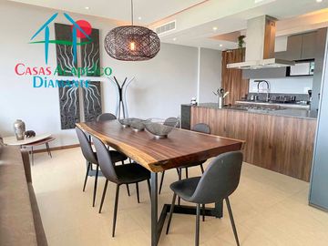 Departamento en condominio de playa. Con terraza y vista a las áreas comunes