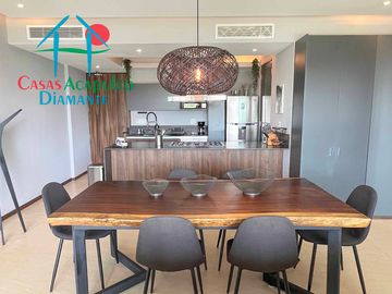 Departamento en condominio de playa. Con terraza y vista a las áreas comunes
