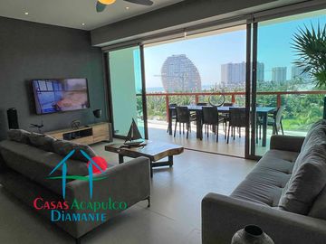 Departamento en condominio de playa. Con terraza y vista a las áreas comunes