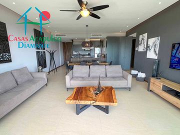 Departamento en condominio de playa. Con terraza y vista a las áreas comunes