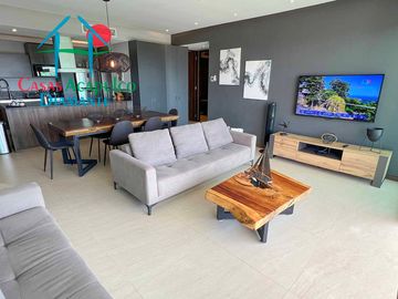 Departamento en condominio de playa. Con terraza y vista a las áreas comunes