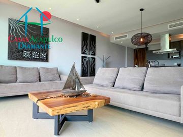 Departamento en condominio de playa. Con terraza y vista a las áreas comunes