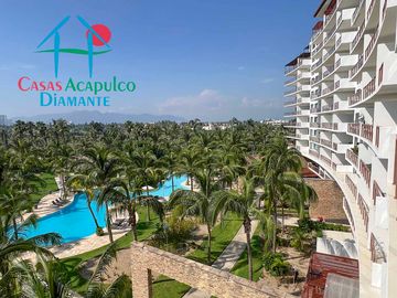 Departamento en condominio de playa. Con terraza y vista a las áreas comunes