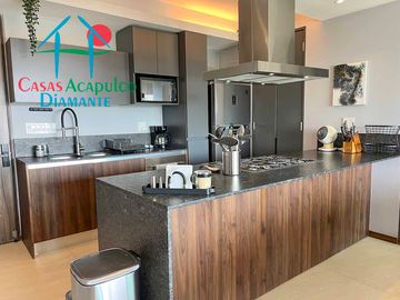 Departamento en condominio de playa. Con terraza y vista a las áreas comunes