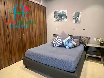Departamento en condominio de playa. Con terraza y vista a las áreas comunes