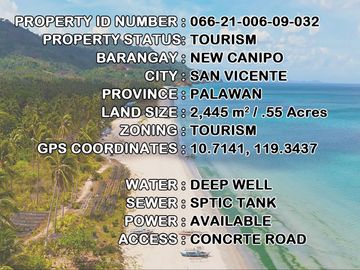 2,445 m2 / .55 Acres Sunset White Beach Investment in San Vicente