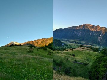 Campo entre Coyhaique y Puerto Aysén con impresionante vista panorámica
