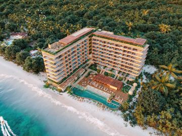 Condominio con terraza privada, en venta, Frente al mar, Puerto Morelos.