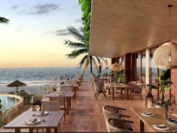 Condominio con terraza privada, en venta, Frente al mar, Puerto Morelos.