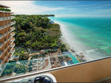 Condominio con terraza privada, en venta, Frente al mar, Puerto Morelos.