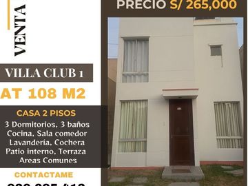 OCASIÓN CASA 108M2  2 PISOS +AIRES C/PISCINAS Y PARQUES  VILLA CLUB 1 CARABAYLLO
