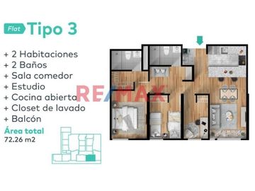Departamento De Estreno En Venta Cerca Al Mar En Chorrillos 69.M2