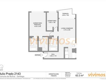 Barrio Italia 2 Dorm + 2 Baños + Estacionamiento y Bodega