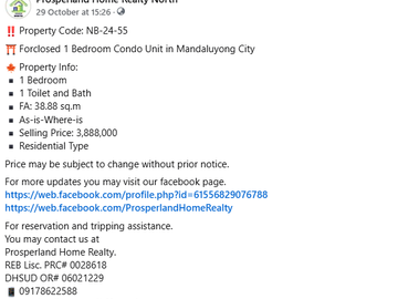 Forclosed 1 Bedroom Condo Unit in Mandaluyong City