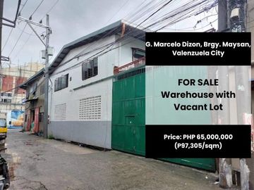 FOR SALE: Warehouse with Vacant Lot in Valenzuela City