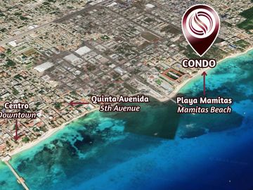 Departamento frente al mar, en venta, pre-construcción, centro, Playa del Carmen