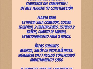 Queretaro claustros lindo departamento
