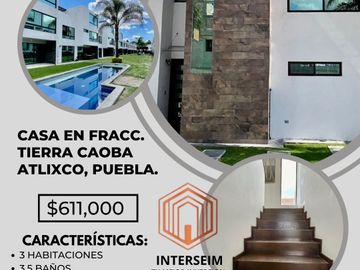 ! CASA EN VENTA  - TIERRA CAOBA  - ATLIXCO PUEBLA -