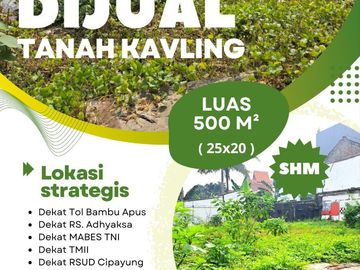 Dijual Unit Tanah Kavling Posisi Hook Dalam Komplek Di Bambu Apus, Jakarta Timur [AR111]