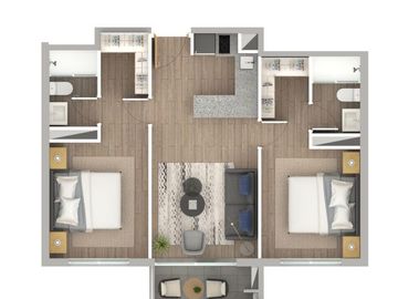 Departamento nuevo modelo B en edificio Hacienda La Esmeralda III